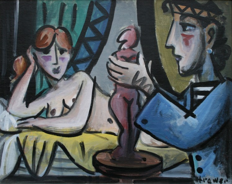 Sculptor and Reclining Model by Barry Trower.